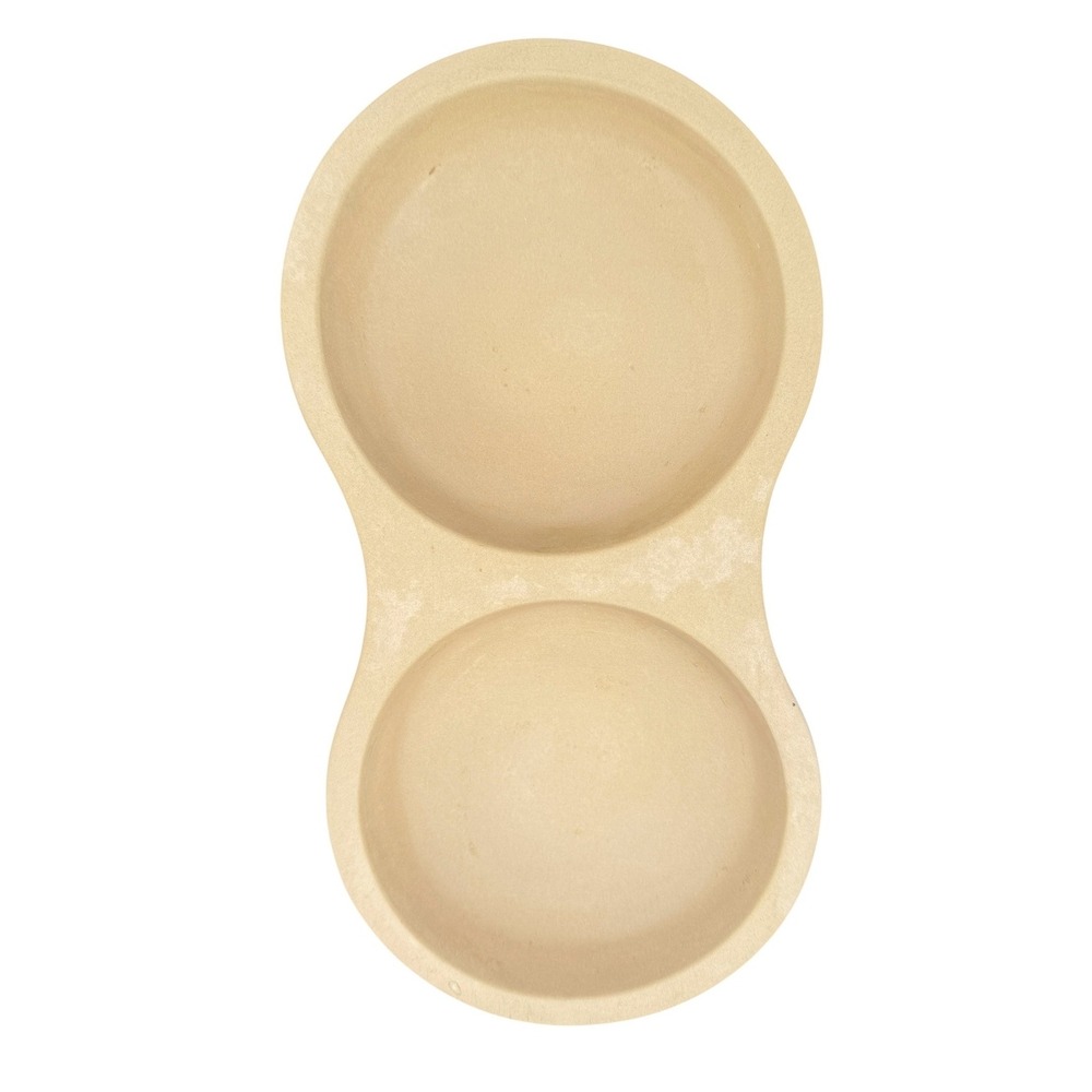 Pampered Chef Tan Stoneware Double Round Baker Made in‎ USA 1368